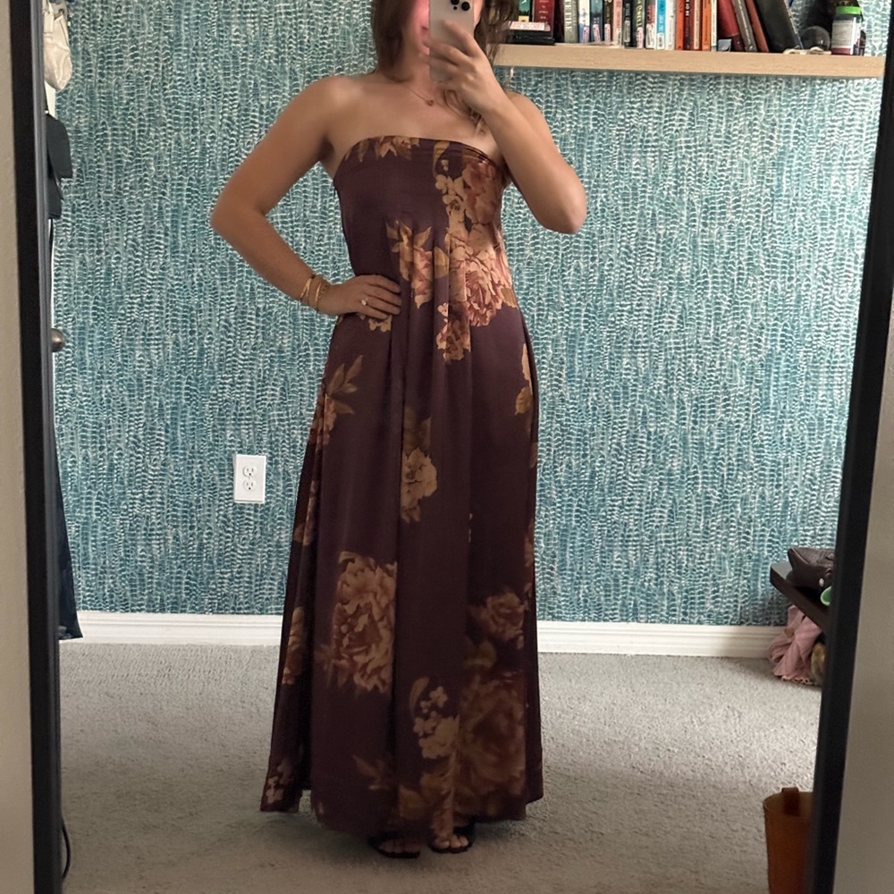 Free People Botanical Maxi Strapless Dress size medium - Picture 2 of 4